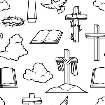 Happy Easter seamless pattern. Background with religious symbol. Illustrazione stock