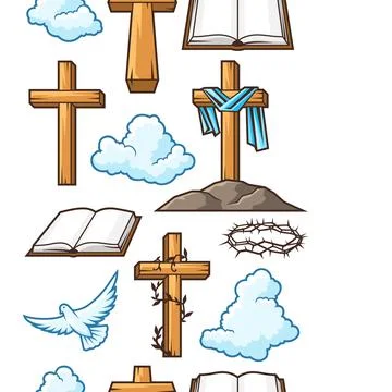 Happy Easter seamless pattern. Background with religious symbol. Stock Illustration