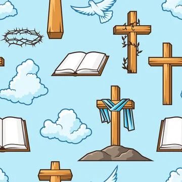 Happy Easter seamless pattern. Background with religious symbol. イラスト素材