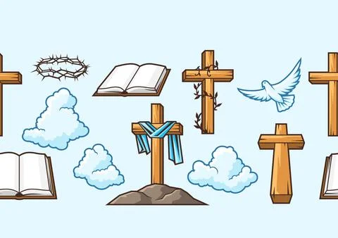 Happy Easter seamless pattern. Background with religious symbol. Stock Illustration