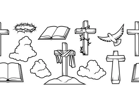 Happy Easter seamless pattern. Background with religious symbol. Stock Illustration