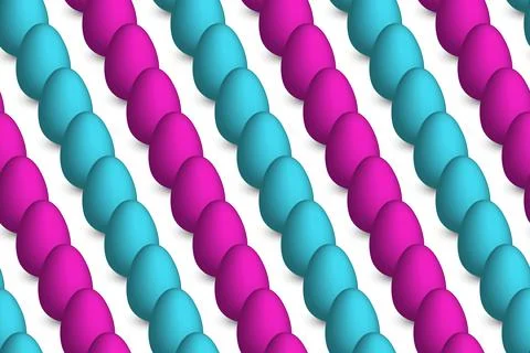 Happy Easter seamless pattern with blue and pink eggs on white background Stock Illustration