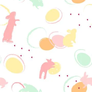 Happy easter seamless pattern with bunnies and eggs. Stock Illustration