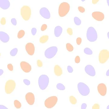 Happy Easter seamless pattern with colorful eggs on white background. Polka dots イラスト素材