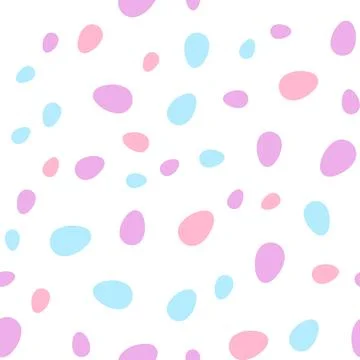 Happy Easter seamless pattern with colorful eggs on white background. Polka dots イラスト素材