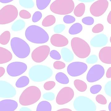 Happy Easter seamless pattern with colorful eggs on white background. Polka dots Stock Illustration