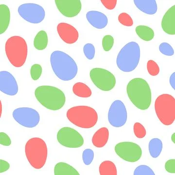 Happy Easter seamless pattern with colorful eggs on white background. Polka dots 스톡 일러스트