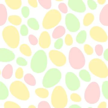 Happy Easter seamless pattern with colorful eggs on white background. Polka dots 스톡 일러스트