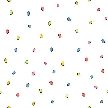 Happy Easter seamless pattern with colorful eggs on white background. Polka dots Illustrazione stock