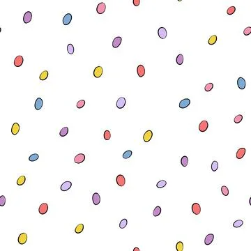 Happy Easter seamless pattern with colorful eggs on white background. Polka dots イラスト素材