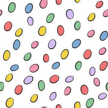 Happy Easter seamless pattern with colorful eggs on white background. Polka dots 스톡 일러스트