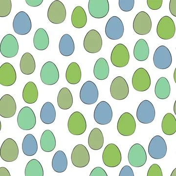 Happy Easter seamless pattern with colorful eggs on white background. Polka dots Stock Illustration