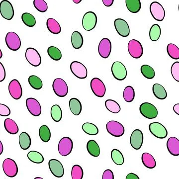 Happy Easter seamless pattern with colorful eggs on white background. Polka dots 스톡 일러스트