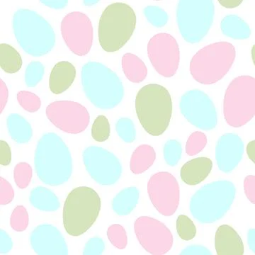 Happy Easter seamless pattern with colorful eggs on white background. Polka dots Illustrazione stock