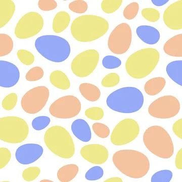 Happy Easter seamless pattern with colorful eggs on white background. Polka dots Ilustración de archivo
