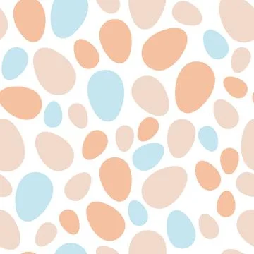 Happy Easter seamless pattern with colorful eggs on white background. Polka dots Stock Illustration