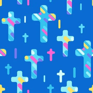 Happy Easter seamless pattern with crosses. 스톡 일러스트