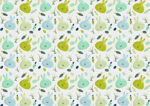 Happy Easter seamless pattern cute bunny with Easter eggs Vector illustration Illustrazione stock
