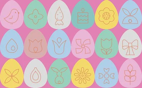 Happy Easter seamless pattern with easter eggs shapes. Abstract geometric vector Stock Illustration