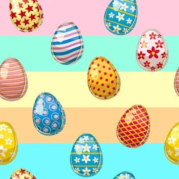 Happy Easter seamless pattern eggs festive background 스톡 일러스트