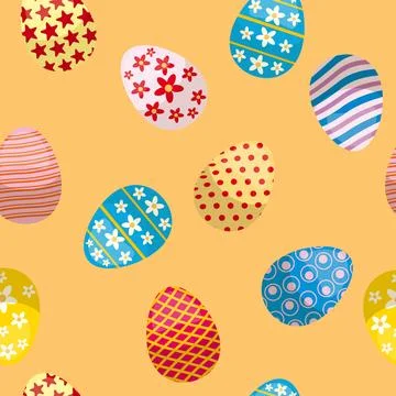 Happy Easter seamless pattern eggs festive background 스톡 일러스트