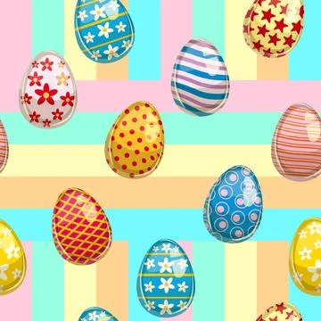 Happy Easter seamless pattern eggs festive background イラスト素材