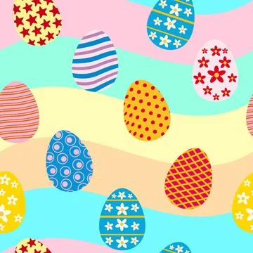 Happy Easter seamless pattern eggs festive background Stock Illustration