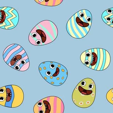 Happy Easter seamless pattern eggs festive background 스톡 일러스트