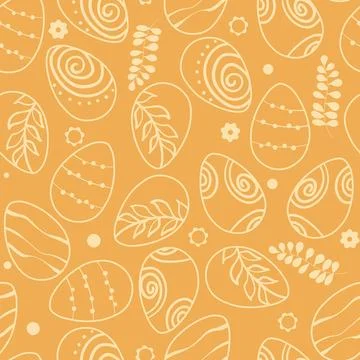 Happy Easter seamless pattern with eggs on color background. Polka dots design Illustrazione stock
