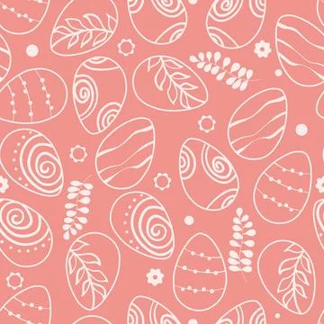 Happy Easter seamless pattern with eggs on color background. Polka dots design イラスト素材