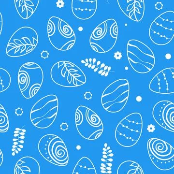 Happy Easter seamless pattern with eggs on color background. Polka dots design イラスト素材