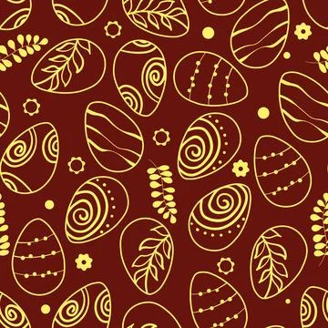 Happy Easter seamless pattern with eggs on color background. Polka dots design イラスト素材