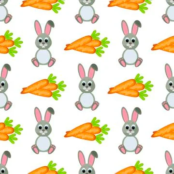 Happy Easter Seamless Pattern. Flat Icons Spring Holiday Concept Stock Illustration