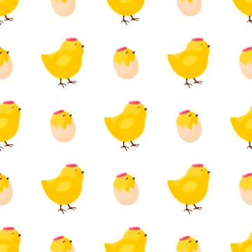 Happy Easter Seamless Pattern. Flat Icons Spring Holiday Concept Stock Illustration