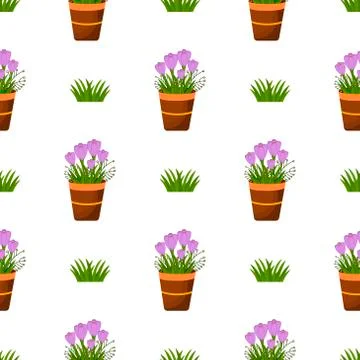 Happy Easter Seamless Pattern. Flat Icons Spring Holiday Concept Stock Illustration
