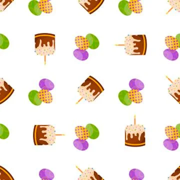 Happy Easter Seamless Pattern. Flat Icons Spring Holiday Concept Stock Illustration