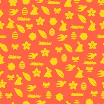 Happy Easter seamless pattern with holiday items. Illustrazione stock