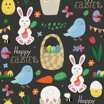Happy Easter Seamless Pattern Stock Illustration