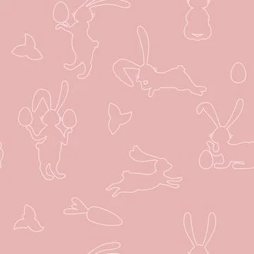 Happy Easter seamless pattern with lovely rabbits bunnies and eggs イラスト素材