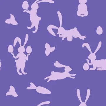 Happy Easter seamless pattern with lovely rabbits bunnies and eggs Illustrazione stock