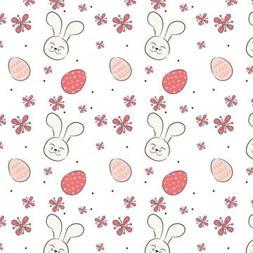 Happy Easter seamless pattern. Trendy Easter design with hand drawn strokes and Stock Illustration