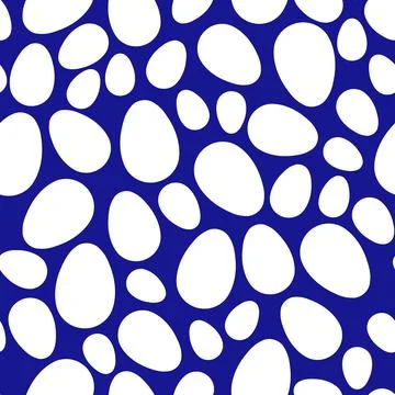 Happy Easter seamless pattern with white eggs on classic blue background. Polka イラスト素材