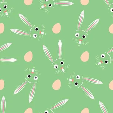 Happy Easter. Seamless Vector Easter Bunny And Eggs Pattern Stock Illustration