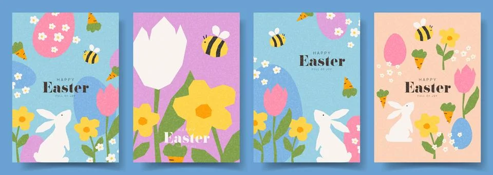 Happy Easter set of cards Illustrazione stock
