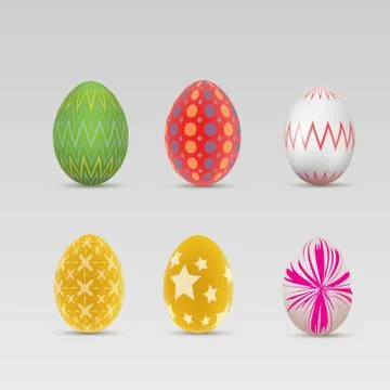 Happy Easter Set of  Colorful Easter Eggs. Stock Illustration