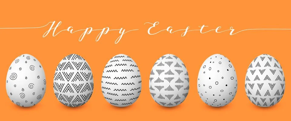 Happy Easter. Set of colorful Easter eggs with different simple textures on g 스톡 일러스트