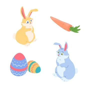 Happy Easter - a set of colorful isometric elements Illustrazione stock