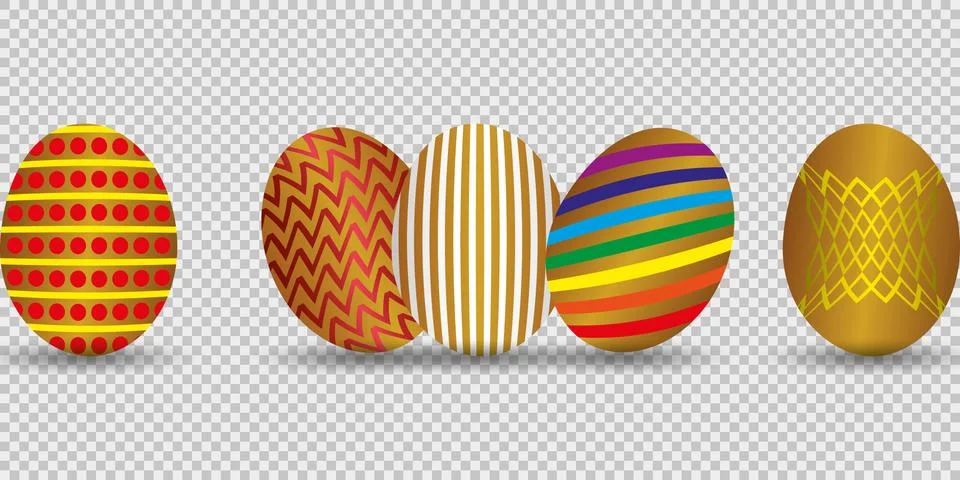 Happy Easter. Set of Easter eggs with different texture. Spring holiday. Vector  Stock Illustration