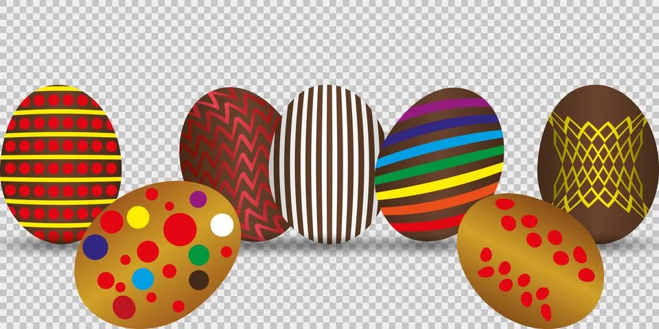 Happy Easter. Set of Easter eggs with different texture. Spring holiday. Vector  Stock Illustration