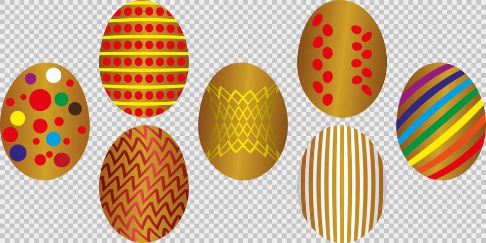 Happy Easter. Set of Easter eggs with different texture. Spring holiday. Vector  Stock Illustration